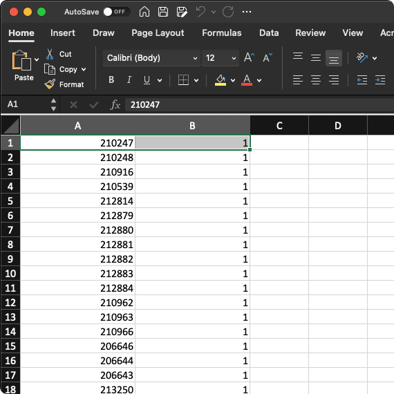 Create CSV file in Excel