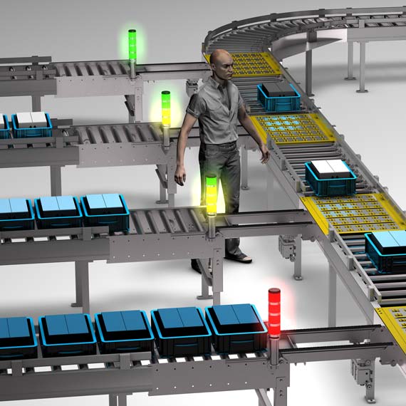 Resource display on conveyor belts visible 360°